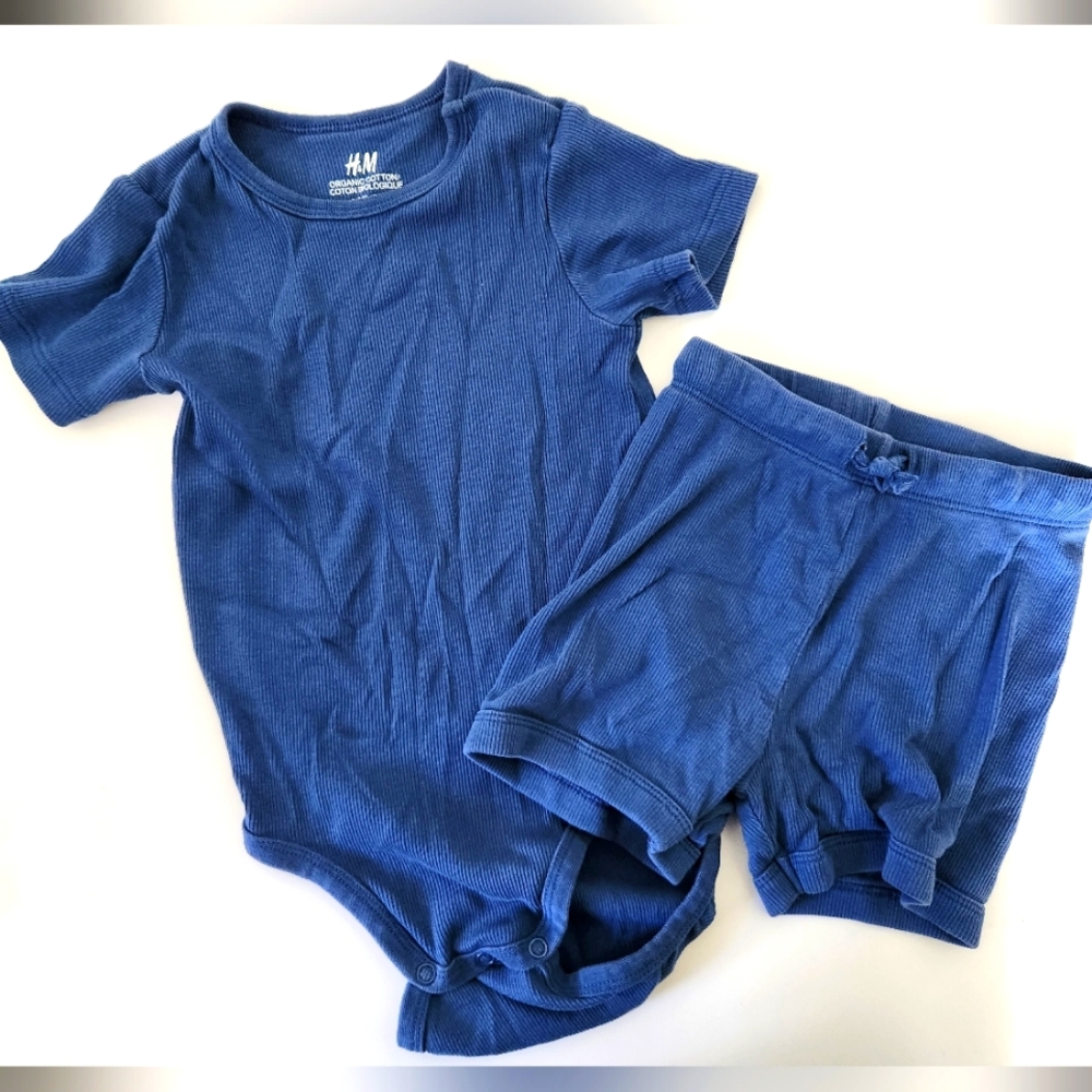 H&M 2T blue ribbed set
